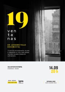 Cartel proyección '19 ventanas' en la sala Artistic Metropol