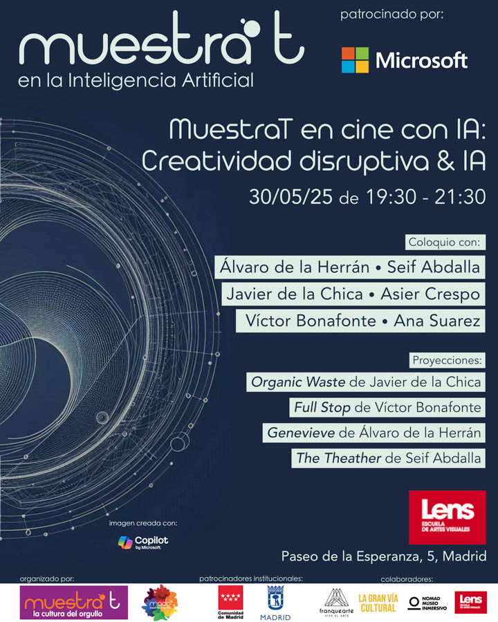 Cartel Inteligencia Artificial en el cine Coloquio Inteligencia Artificial en el cine - Lens Escuela